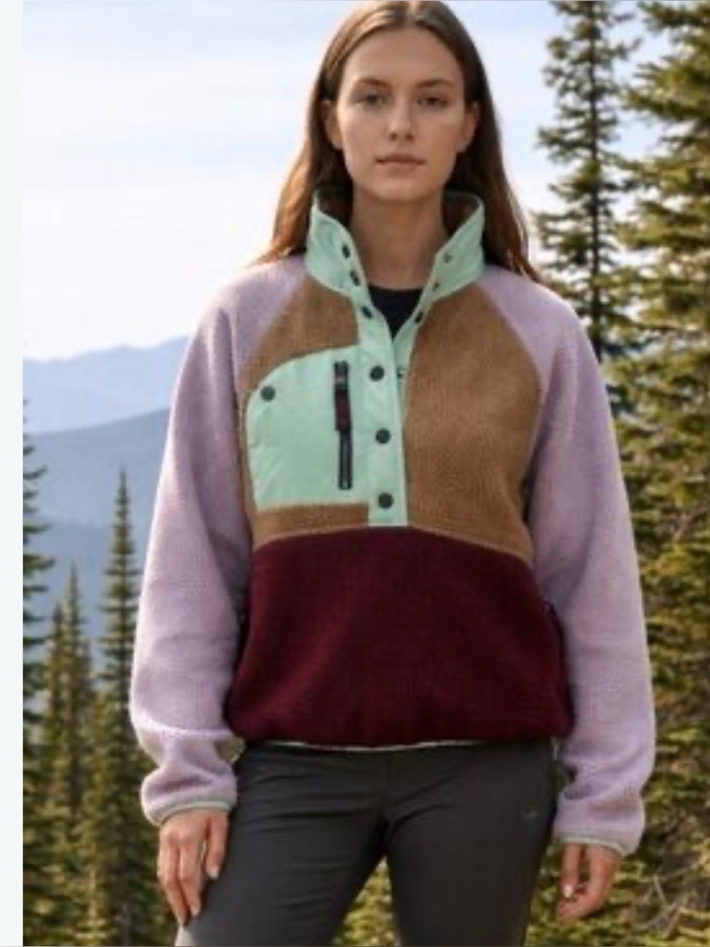 Free People movement hit the slopes color block fleece pullover